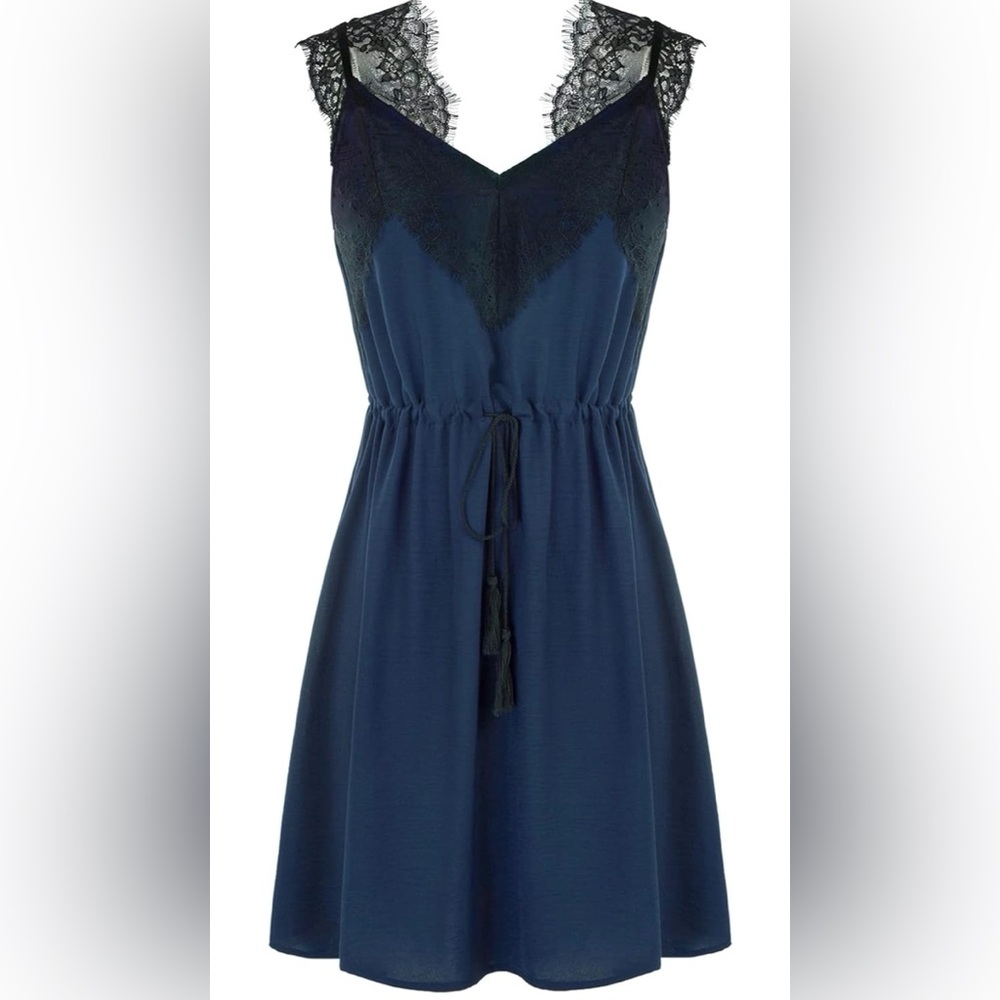 Lace Trim Chemise with Spaghetti Straps